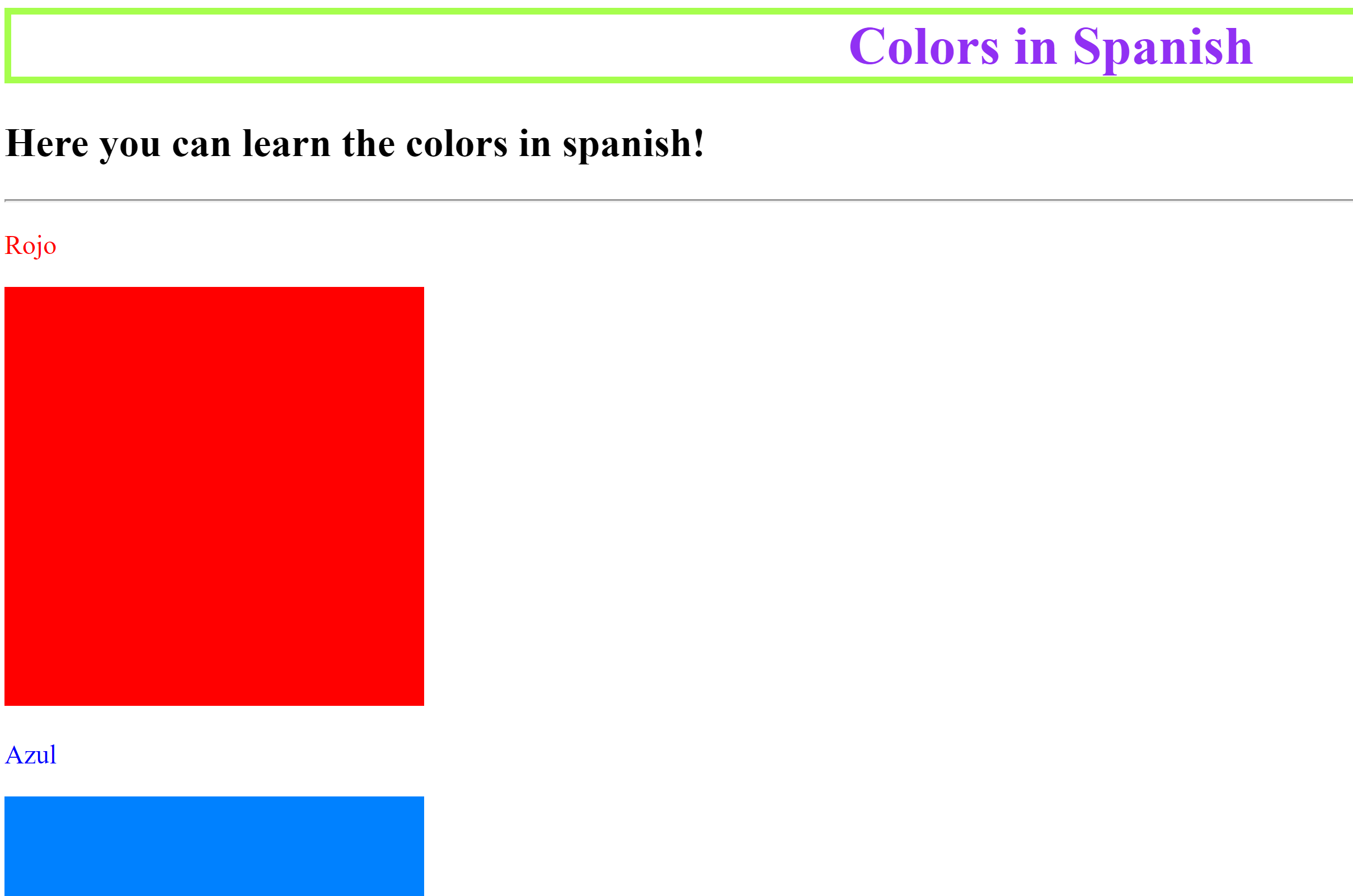 Colors In Spanish site